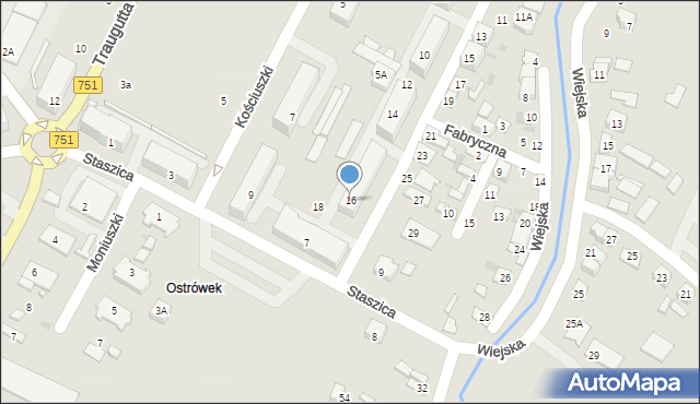 Ostrowiec Świętokrzyski, Klimkiewiczowska, 16, mapa Ostrowiec Świętokrzyski