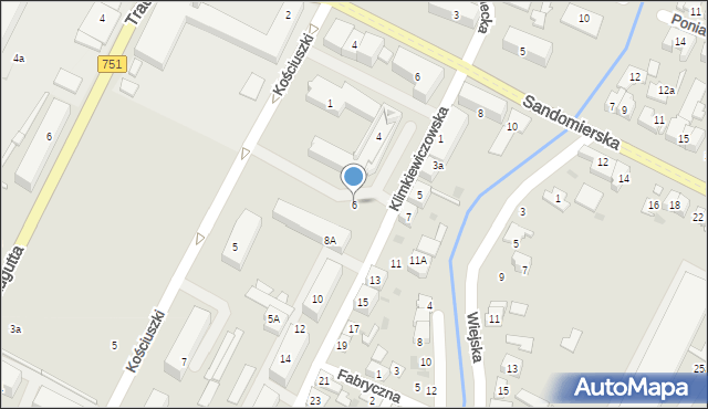 Ostrowiec Świętokrzyski, Klimkiewiczowska, 6, mapa Ostrowiec Świętokrzyski