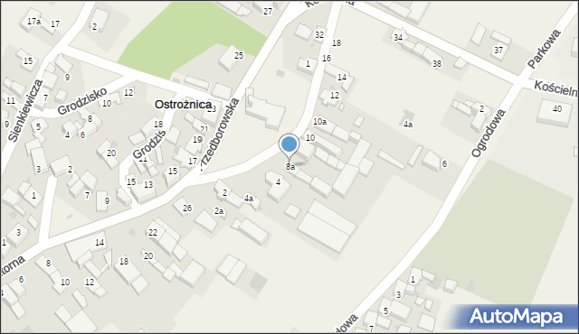 Ostrożnica, Klasztorna, 8a, mapa Ostrożnica