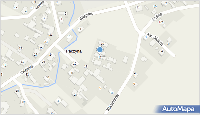 Paczyna, Klasztorna, 12, mapa Paczyna