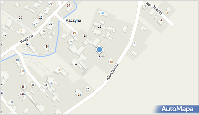 Paczyna, Klasztorna, 5, mapa Paczyna