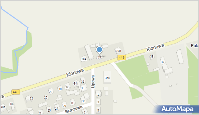 Palaty, Klonowa, 19, mapa Palaty