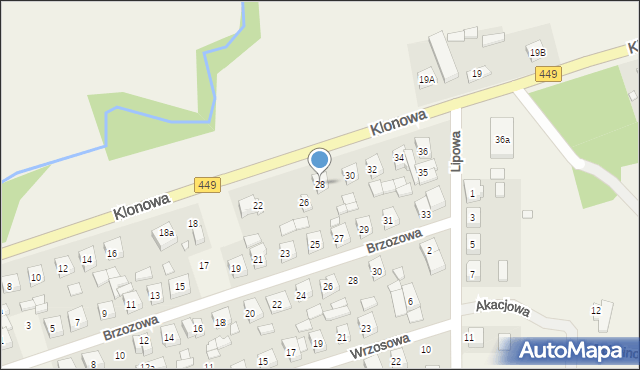 Palaty, Klonowa, 28, mapa Palaty