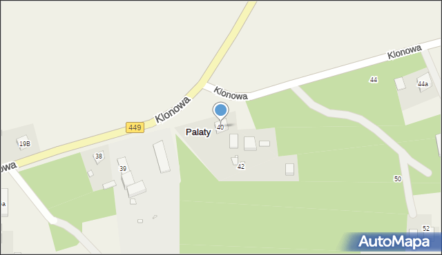 Palaty, Klonowa, 40, mapa Palaty