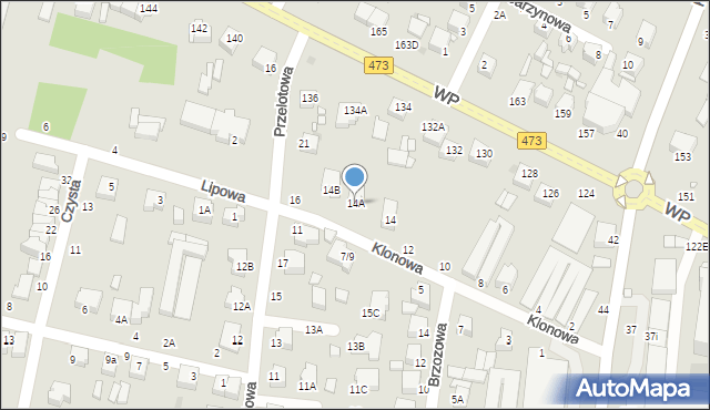Piotrków Trybunalski, Klonowa, 14A, mapa Piotrków Trybunalski