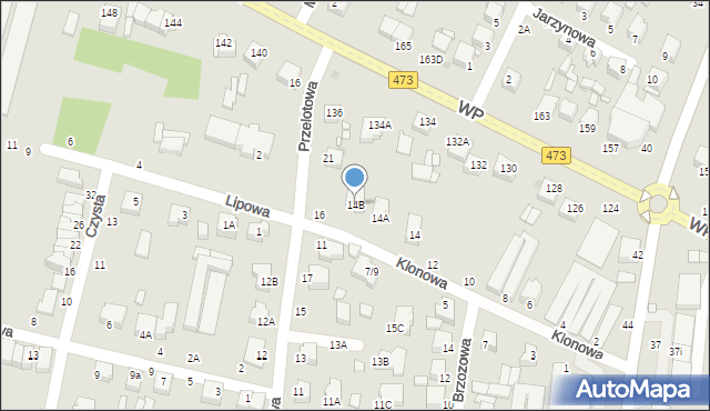 Piotrków Trybunalski, Klonowa, 14B, mapa Piotrków Trybunalski