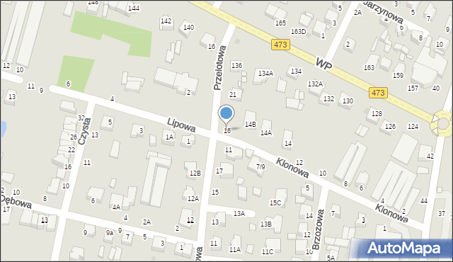 Piotrków Trybunalski, Klonowa, 16, mapa Piotrków Trybunalski