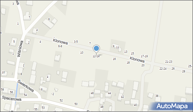 Piotrkowiczki, Klonowa, 12-14, mapa Piotrkowiczki