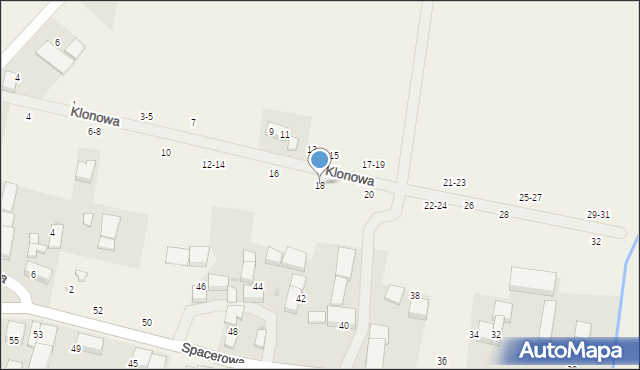 Piotrkowiczki, Klonowa, 18, mapa Piotrkowiczki