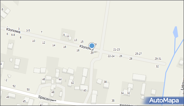 Piotrkowiczki, Klonowa, 20, mapa Piotrkowiczki