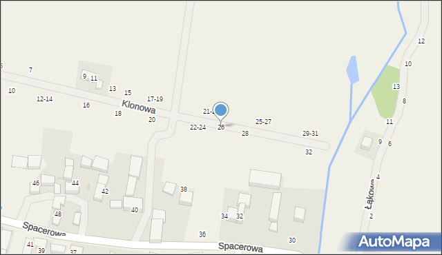 Piotrkowiczki, Klonowa, 26, mapa Piotrkowiczki