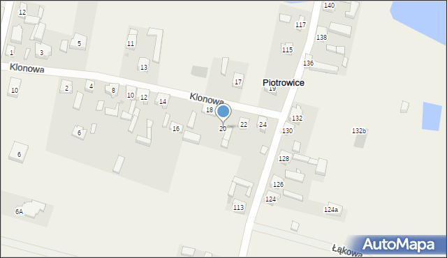 Piotrowice, Klonowa, 20, mapa Piotrowice