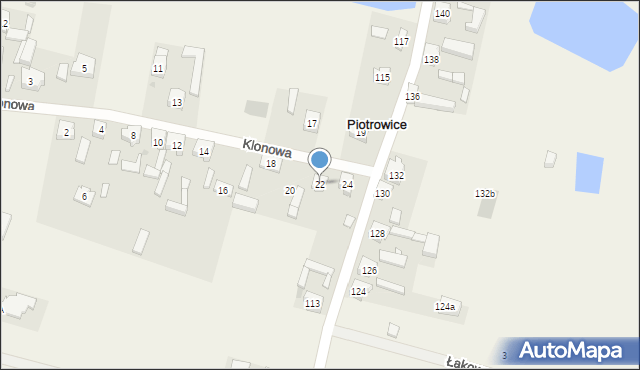 Piotrowice, Klonowa, 22, mapa Piotrowice