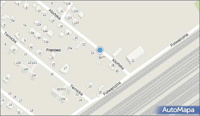 Poznań, Kłońska, 26, mapa Poznania