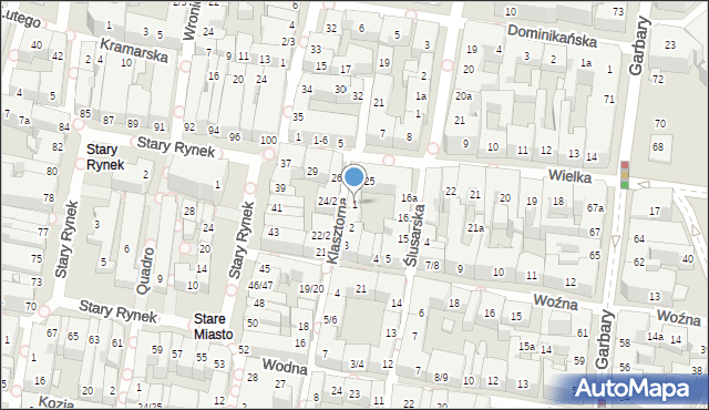 Poznań, Klasztorna, 1, mapa Poznania