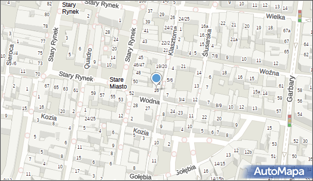 Poznań, Klasztorna, 16, mapa Poznania