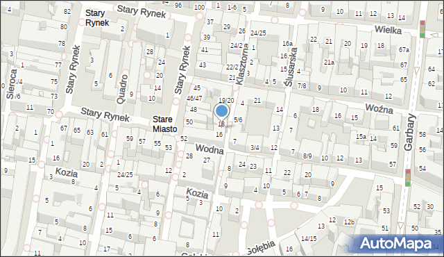 Poznań, Klasztorna, 17, mapa Poznania