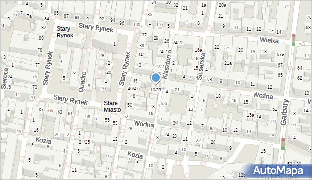 Poznań, Klasztorna, 19/20, mapa Poznania