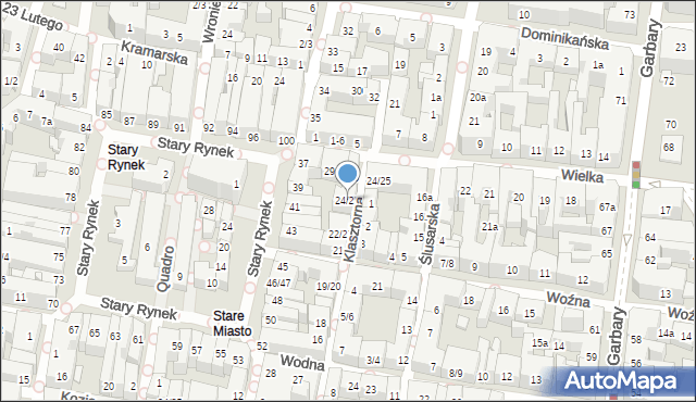 Poznań, Klasztorna, 24/25, mapa Poznania