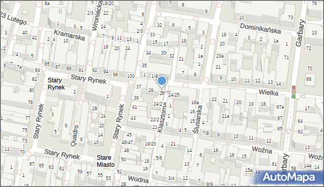 Poznań, Klasztorna, 26, mapa Poznania