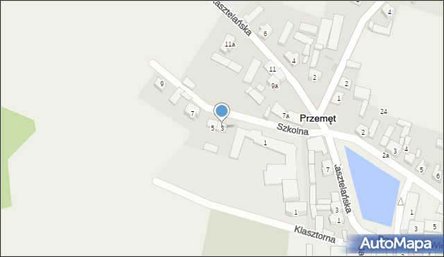 Przemęt, Klasztorna, 3, mapa Przemęt