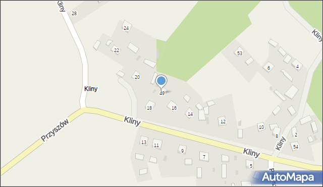 Przyszów, Kliny, 49, mapa Przyszów