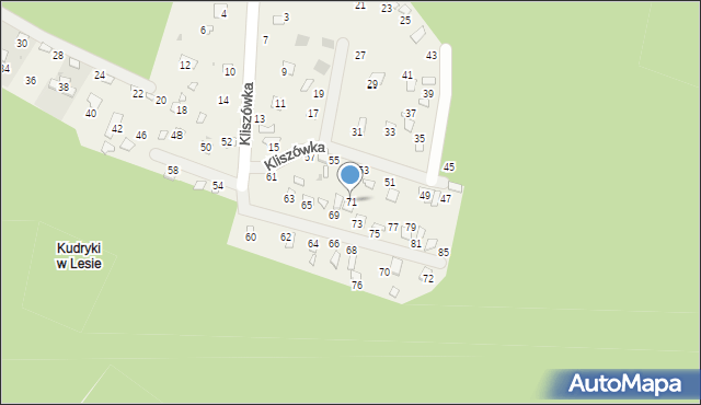 Radawa, Kliszówka, 71, mapa Radawa