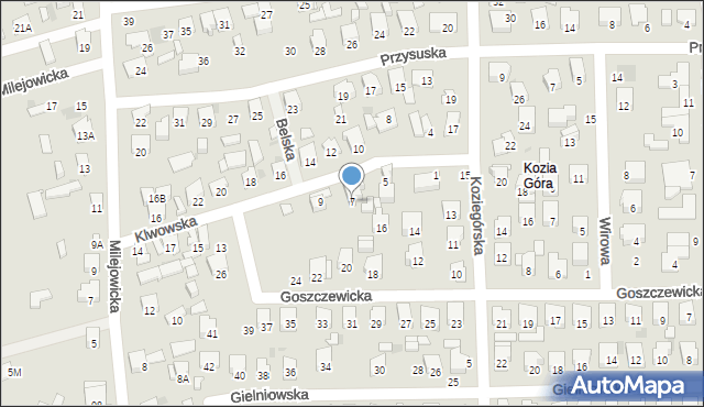 Radom, Klwowska, 7, mapa Radomia