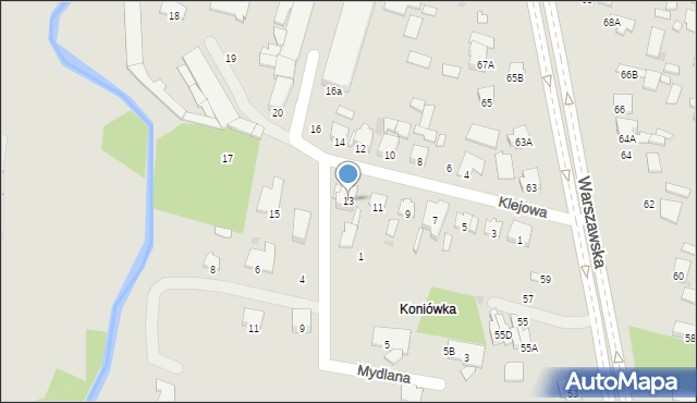 Radom, Klejowa, 13, mapa Radomia