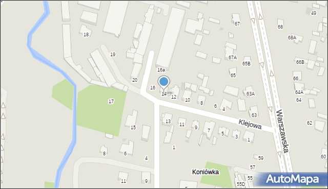 Radom, Klejowa, 14, mapa Radomia