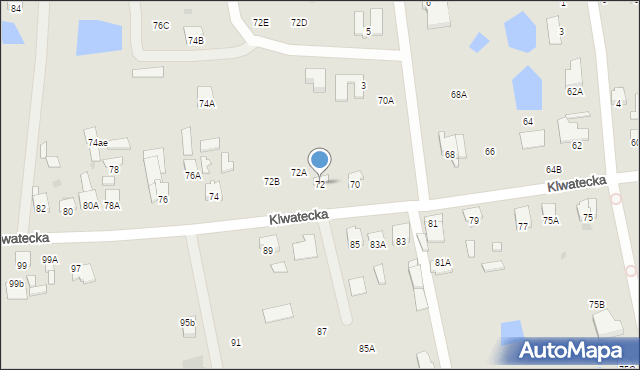 Radom, Klwatecka, 72, mapa Radomia