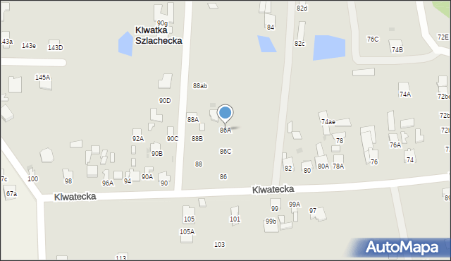 Radom, Klwatecka, 86A, mapa Radomia
