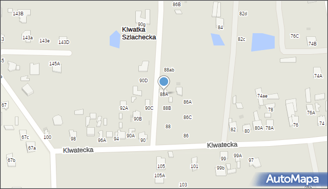 Radom, Klwatecka, 88A, mapa Radomia