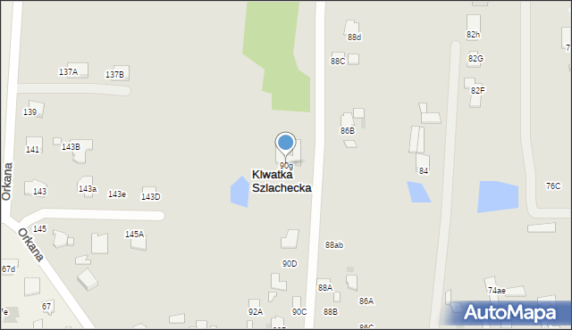 Radom, Klwatecka, 90g, mapa Radomia