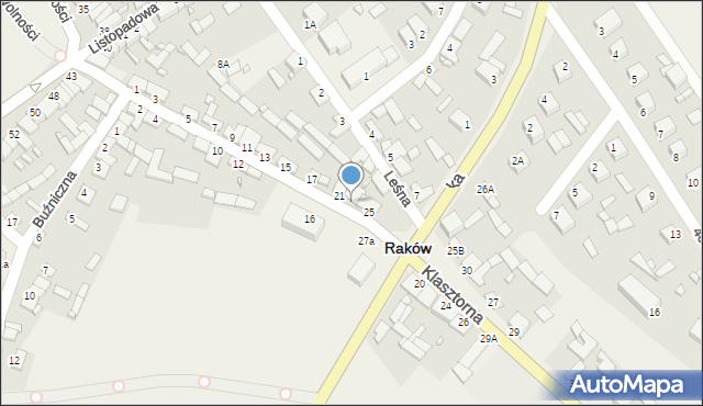 Raków, Klasztorna, 23, mapa Raków