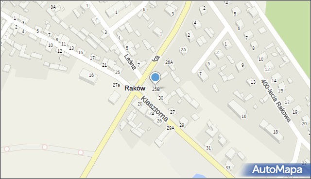 Raków, Klasztorna, 28, mapa Raków