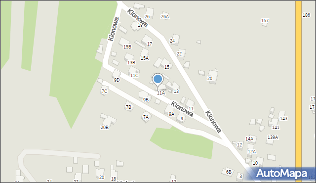 Rybnik, Klonowa, 11B, mapa Rybnika