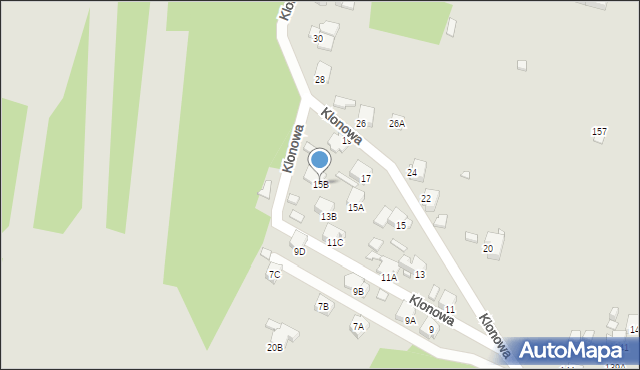 Rybnik, Klonowa, 15B, mapa Rybnika