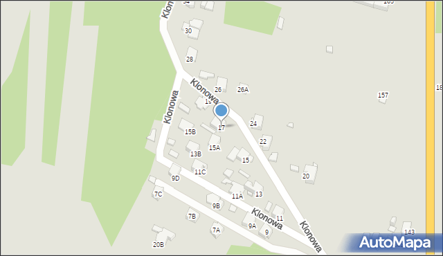 Rybnik, Klonowa, 17, mapa Rybnika