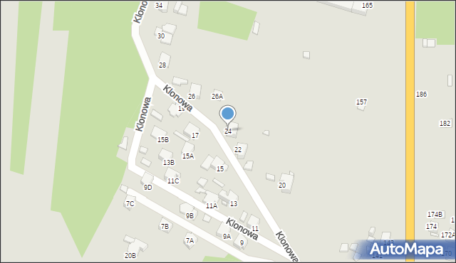 Rybnik, Klonowa, 24, mapa Rybnika