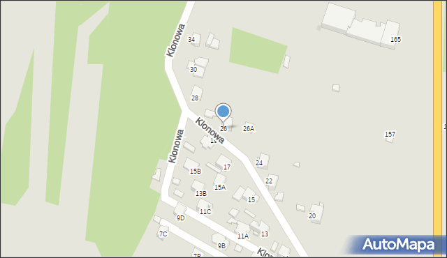 Rybnik, Klonowa, 26, mapa Rybnika