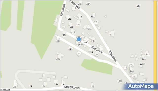 Rybnik, Klonowa, 9B, mapa Rybnika