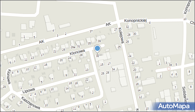 Sędziszów Małopolski, Klonowa, 32, mapa Sędziszów Małopolski