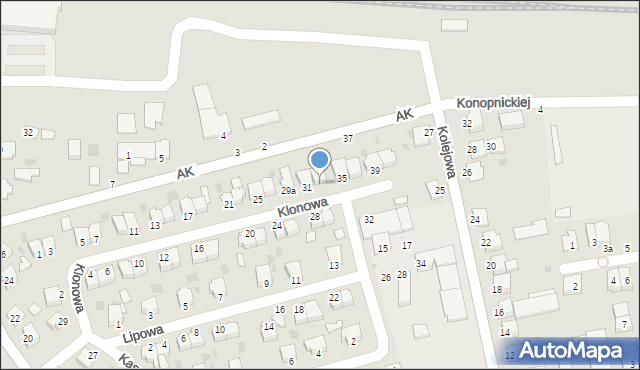 Sędziszów Małopolski, Klonowa, 33, mapa Sędziszów Małopolski