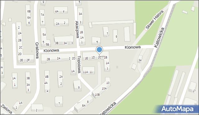 Siemianowice Śląskie, Klonowa, 1C, mapa Siemianowice Śląskie