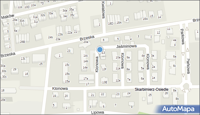 Skarbimierz-Osiedle, Klonowa, 13D, mapa Skarbimierz-Osiedle