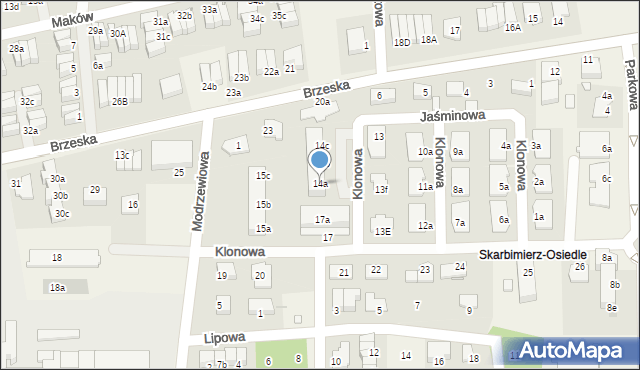 Skarbimierz-Osiedle, Klonowa, 14a, mapa Skarbimierz-Osiedle