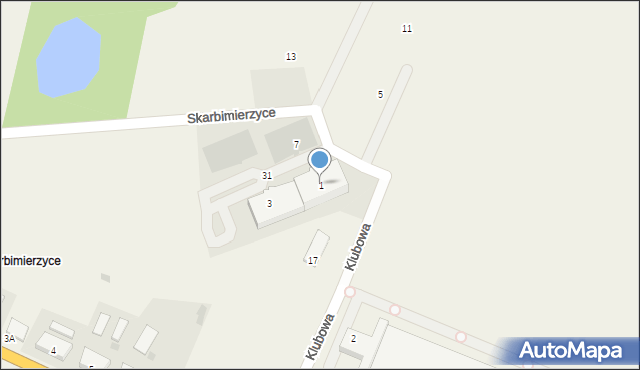 Skarbimierzyce, Klubowa, 1, mapa Skarbimierzyce