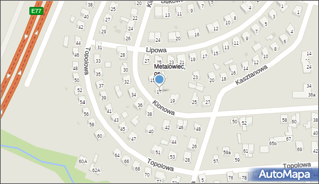 Skarżysko-Kamienna, Klonowa, 17, mapa Skarżysko-Kamienna