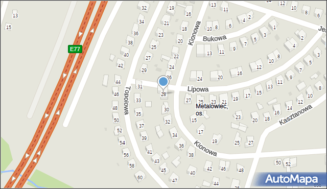 Skarżysko-Kamienna, Klonowa, 28, mapa Skarżysko-Kamienna